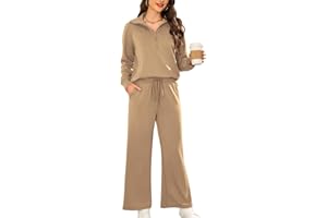 SHEKINI Survetement Femme Ensemble de Survêtement Deux Pièces à Manches Longues Décontracté Ensembles Sports Haut avec demi-fermeture éclair Pantalon de jogging