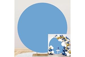 Solid Sky Blue Round Background Pure Blue Circle Background Cover 200 cm Birthday Party Decor Photography Background for Baby Shower Bride Christening Cake Table Banner