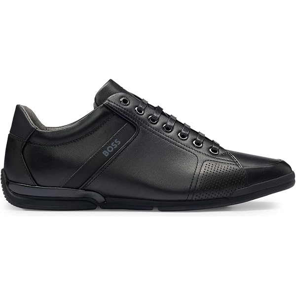 BOSS Aiden Tenn, Scarpe Da Tennis Uomo In Pelle Sintetica - Colore Nero, Taglia 44 EU - Vestibilità Regolare