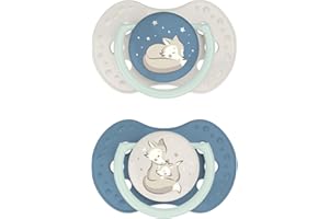 Difrax LOVI - Sucette Dynamique pour Bébé - Tétine phosphorescente - 18+ mois - Garçon - Facile à Accepter, Sans BPA, Silicones de haute qualité et durables