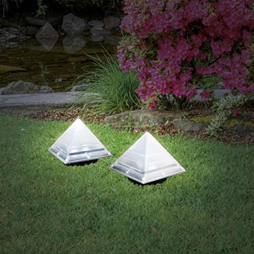 EASYmaxx Solar-Leuchte Pyramide 2er-Set 1,2V- Tageslichtsensor- integrierte Solarpanels - 2