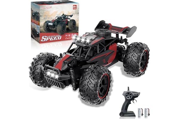 Carox Voiture Télécommandée pour Enfants 6-10 Ans | 2,4 GHz 25 km/h, 1:18 Off Road Monster Truck avec Phare et Éclairage de Châssis, Cadeau d’Anniversaire pour Enfants