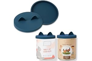 OHMO Cynowe pokrywki dla zwierząt domowych, 10 cm, bez BPA, silikonowe pokrowce na karmę dla kotów i psów (800 g, 1200 g), ciemnoniebieskie, 2 szt