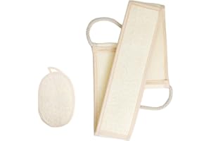 BEICARIN Luffaschwamm Rückenscrubber für Bad und Dusche bei DigHealth, Luffa Körperpad mit Rücken Gurt, 100% Luffa Natur Schwamm, Körper und Gesichts Peeling Zweiteiliges Set