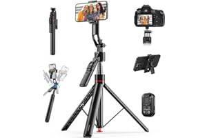 ‎MMOBIEL Statyw z Automatycznym Sledzeniem Twarzy 360° firmy MMOBIEL – Selfie Stick AI, Sterowanie Gestami, Bluetooth 5.4, Pilot Zdalnego Sterowania, Rozkładany 1,76m, Statyw do iPhone, Android, GoPro, Kamery