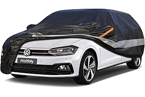 Holthly Bâche Voiture Extérieur à 10 Couches, Housse Protection Voiture 100% Étanche Anti UV Soleil, Bâche pour Citadine Renault Clio, Peugeot 208,VW Polo, Citroen C3, Toyota Yaris, etc. C2 Noir