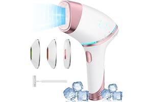 AMINZER Épilateur Lumière Pulsée avec Fonction Glace Saphir, IPL Épilation Laser Impulsions Lumineuses Infinies et 5 Niveaux d'Énergie et 2 Modes pour Hommes, Femmes, Visage, Aisselles, Jambes, Corps