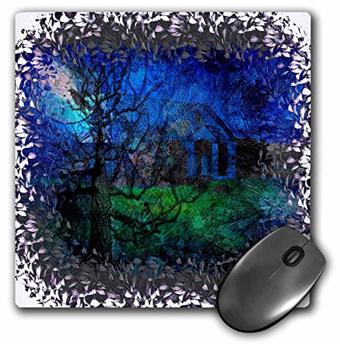 3dRose mp_21469_1 8 x 8-Inch The Other Side of Midnight Night Dream Dreamscape Dreaming c g jung Psychology Raven Moon Mouse Pad
