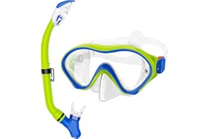 HH HHAO SPORT Snorkeling Gear for Kids with Foldable Silicone Full Dry Snorkel, Kids Snorkel Set Anti Leak Youth Junior Snorkeling Package Diving Mask Soft Tube with Mesh Bag Swimming Goggles