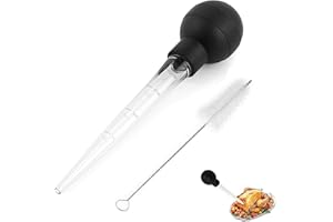 PSFXBM 2 Pcs Turkey Baster, Baster for Cooking, Turkey Oil Dropper with Brush, Turkey Baster for Cooking, Cooking Turkey Injector Long Turkey Baster for Oiling and Marinating Turkey Beef Pork Fish (Black)