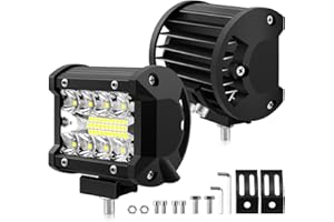 BIHEE Faro da lavoro, 2 pezzi, 12 V, 60 W, 1200 lm, lampada da lavoro, 10 cm, 6000 K, luce bianca, barra LED, per auto, camion, trattore, quad, veicoli barche