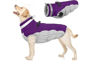 PUMYPOREITY Warm Dog Coat Medium, Warm Snow Coat Waterproof Windproof Dog Clothes for Winter Cold Weather Cozy Vest Outdoor Jacket with Zipper(Purple, M)
