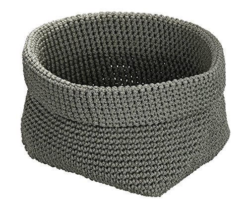 WENKO 2620100 Häkelkörbchen Malia Grau, 100 % Polypropylen, 16 x 16 x 16 cm, Grau