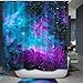 Produktbild qcwn Marineblau Lila Space Dekorationen Vorhang für die Dusche Blau Deko Galaxy Sternen Print Badezimmerzubehör Weltall, natürlichen Artwork Bad Vorhang YL42, Polyester, 59Wx70L