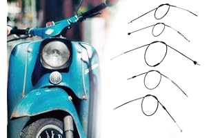 BISOMO Bowdenzug-Set für Gas, Kupplung, Handbremse, Fußbremse Hebel außen, Starter langer Hebel FL 87mm, Simson KR51/1, 5-teilig
