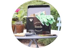 Gardening Naturally Seed Packet Storage Tin Black with Free Dividers and Seed Envelopes