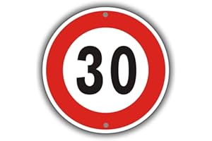 Felexdo Höchstgeschwindigkeit 30 km, Ø 30cm Verkehrszeichen Schild aus Aluminium Reflektierend, Wetterbeständig Einfache Installation für den Außenbereich