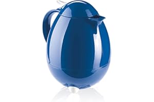 Leifheit Columbus 1, 0 L Isolierkanne, 100% dicht, Thermoskanne mit bewährter Aromataste, praktisches Öffnen und Schließen mit einer Hand, Kaffekanne, Teekanne, dunkelblau, hochglanz
