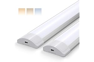 Barrina LED Batten Light 2FT/55cm, 20W 2200lm, 3000K/4000K/6500K Color Changeable, LED Tube Lights for Kitchen Shed Garage Workshop Lighting, Ceiling Batten Lights Bulb, 2 Packs