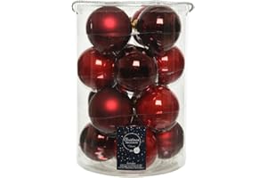 KAEMINGK Decoris Christbaumkugeln Weihnachtsrot Glanz & Matt - 16 Stück Glas 8 cm Durchmesser - 16 STK. a 8 cm