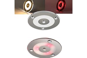 camperxlite 2 Pièces 100mm Plafonnier LED 12V Camping-Car, 3W Rotondité LED Eclairage Réglable Lamp 24V avec éclairage Rouge pour Autocaravane Remorque Voiture Camion Yacht (3000K)