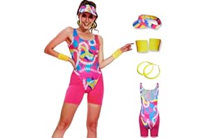 AYYOHON 80s Workout Costume Outfit Accessories Set 2023 Movie Margot Robbie Ken Halloween Cosplay Suit Oufits for Men Women