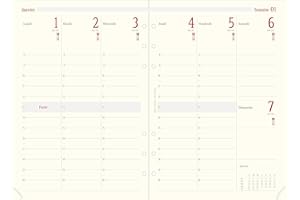 OBERTHUR - Recharge pour Organiseur Semainier 21 Français - Janvier 2026 à Décembre 2026 - Dimension 15 x 21 cm