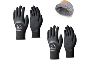 toolant 2 Pairs Winter Work Gloves for Men & Women, 3/4 Waterproof Freezer Gloves with Dual-Layer Latex Coating, Thermal Insulated for Cold Weather, Grip, Touchscreen, L, Black