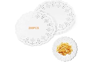 ‎ZKGYUS ZKGYUS 200 Stück Tortenspitze,Rund Papier Spitzendeckchen Tortenspitze Papier Tortenpapier Untersetzer Deckchen Kuchen Verpackung Papier Pad für Hochzeiten Geburtstagsfeier Geschirrdekoration 4,5"