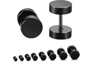 YUGUOLAN 8 Paar Herren Ohrringe Schwarz Edelstahl Ohrstecker 3/4/5/6/7/8/9/10mm