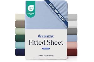 Dreamzie Lakan 200x200 Keps 35 cm för tjock madrass - 100% mikrofiber - Blå, Certifierad utan kemiska produkter (Oeko TEX), L