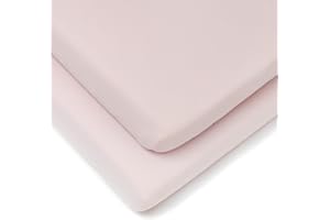Clair de Lune Cot Bed Fitted Sheets 140 x 70 cm 100% Soft Cotton Jersey (Pink, Pack of 2)