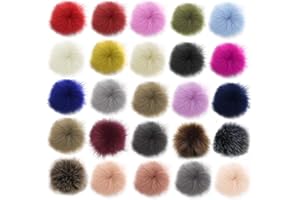 PVEATH 26 Stück Kunstfell-Bommelbälle, bunte Kunstfell-Pompons mit elastischer Schlaufe für Hüte, Schlüsselanhänger, Schals, Handschuhe, Taschen, Zubehör, zufällige Farbe