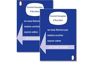 DARKALYA Constat Amiable Accident Assurance Français Accessoire Voiture Moto Camion Auto - Lot de 2 Constats Amiable - Valable Europe Essentiel Sécurité Routière Tout Véhicule Toutes Assurances Norme Conforme