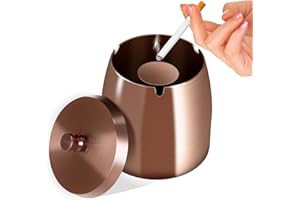 Litimkat Popielniczka do użytku na zewnątrz, popielniczka z pokrywką, ze stali nierdzewnej, do użytku na zewnątrz i wewnątrz, do baru, biura, na balkon (Rose Xin)