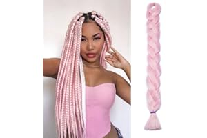 Silk-co 104cm-Treccine Africane Extension Capelli Lunghi Colorati Extension Capelli Finti Braiding Hair Capelli per Treccia–Rosa Chiaro
