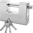 WAIZHIUA Heavy Duty Padlock 1kg Hardened Solid Steel Hardware Monoblock Lock Security Lock with 4 Keys for Garage Warehouse Shipping Container Lockers