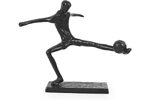 Aoneky Gjutjärn Figur av Fotbollsspelare - 12,5 cm Hög, Sports Staty av en Man som Spelar Fotboll, Modern Abstrakt Dekorativ