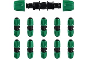 VooGenzek 10 Piezas 16mm Accesorios de Riego por Goteo, Adaptador de Rectos de Riego por Goteo, Tubería de Goteo Conectores de Púas, Conectores de Rectos de Riego, para Césped, Jardín (Verde)