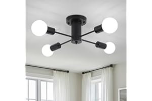 QAREHL Sputnik Ceiling Light, Modern Light Fittings Ceilings Living Room, 4 Lights Black Sputnik Chandelier Ceiling Lights for Bedroom, Dining Room, Kitchen, Hallway, E27 Bulb(Not Included)