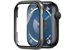 XIIORE Ochraniacz ekranu do Apple Watch 9 45 mm, rama ze stopu aluminium ze szkłem hartowanym 9h, lekka folia ochronna, ultra cienka, odporna na zarysowania, P bez pęcherzyków do Apple Watch Series 9 8 7