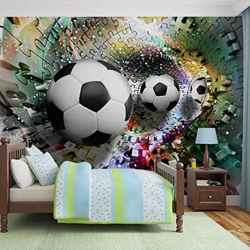 Boy Multi Listing, Farbenfroher Puzzel Fußball, - non-woven - AD3381VEXXXL 416 x 254 cm
