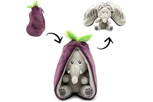 LES DÉGLINGOS - FLIPETZ - Doudou Velvet L'éléphant/Aubergine - Elephant Cache-Cache réversible - Peluche Toute Douce pour bébé - Idées Cadeaux de Naissance, Violet et Gris