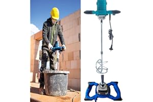 YOUSEAHOME Mörtelrührer Rührwerk 2600W,Betonmischer Handrührgerät Handrührwerk Rührgerät,Industriequalität Betonrührer 1500r/min,6-Gang-Getriebe,M14-Gewinde für Industrie- und Haushaltsmischer