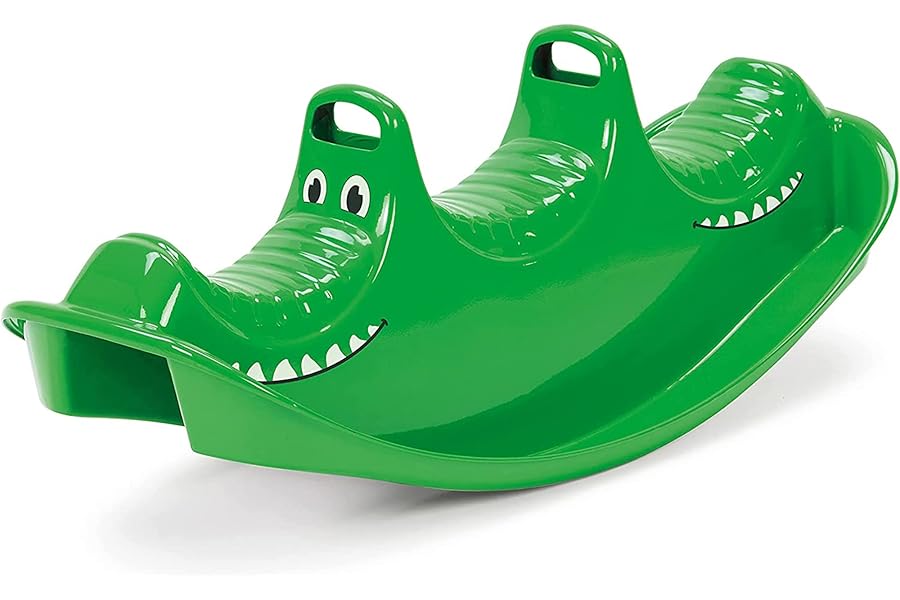 Dantoy 3 Persons Rocker and Seesaw, Durable Plastic with 3 Seats and Made in Denmark – Green Crocodile