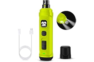 Casfuy Lima de Uñas Eléctrica para Perros con 2 Luces LED - Potente Cortador de uñas eléctrico para Mascotas de 2 velocidades Cuidado y alisado de Patas para Perros y Gatos de Todos los tamaños