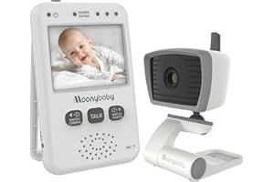 moonybaby Value 100 Non-WiFi Baby Monitor, 1 Camera and 2.4 Inch Monitor, Long Range, Auto Night Vision, 2 Way Talk Back, Zoom in, Power Saving and VOX, Voice Activation (Grey), Indoor