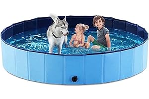SHOKAN Hundepool für Haustiere und Kinder,(120 x 30cm) Faltbares Hundeschwimmbad PVC rutschfeste Badewanne Stabile Kinder Haustier Hund Planschbecken für Garten Patio Badezimmer
