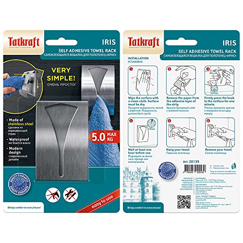 Tatkraft Iris Selbstklebend Handtuchklemme Bad und Küche Stark Edelstahl - 7
