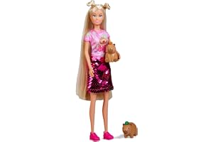 Simba Steffi Love Capybara docka – omklädningsdocka med paljettklänning och swap-effekt, inkl. 2 Capybara figurer, modedocka